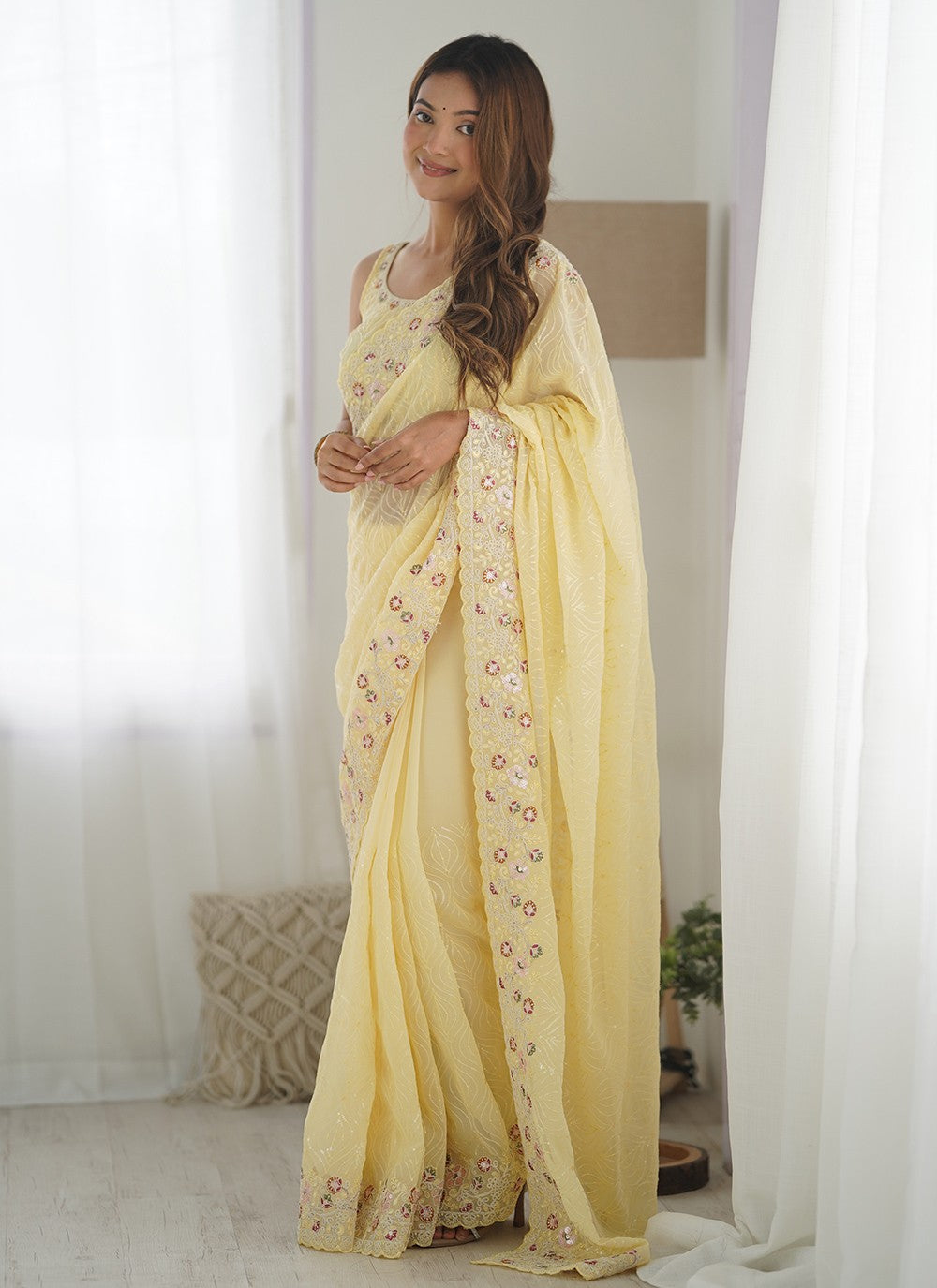 Classic Embroidered Georgette Saree - S8551