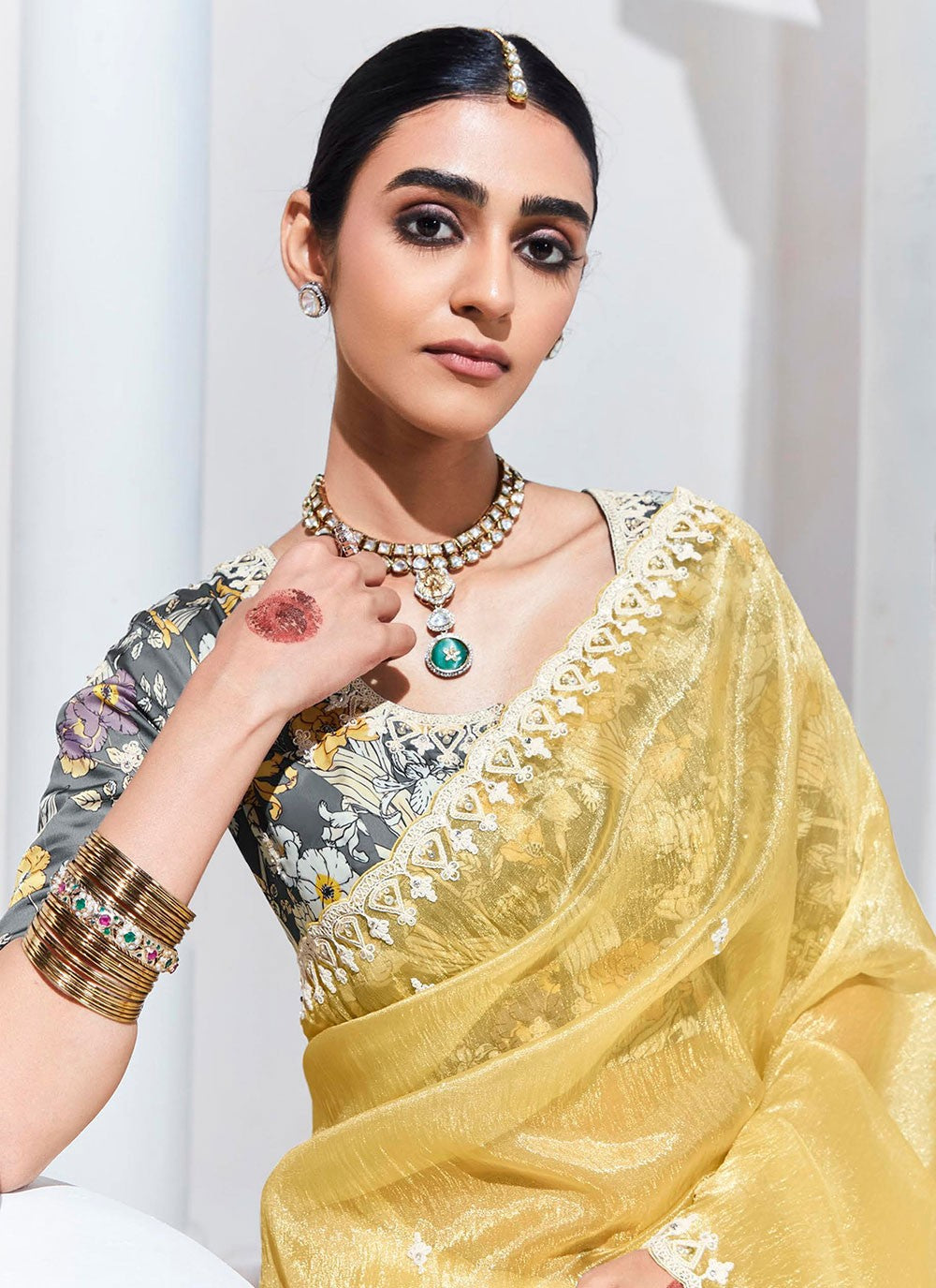 Classic Embroidered Organza Saree - S7248