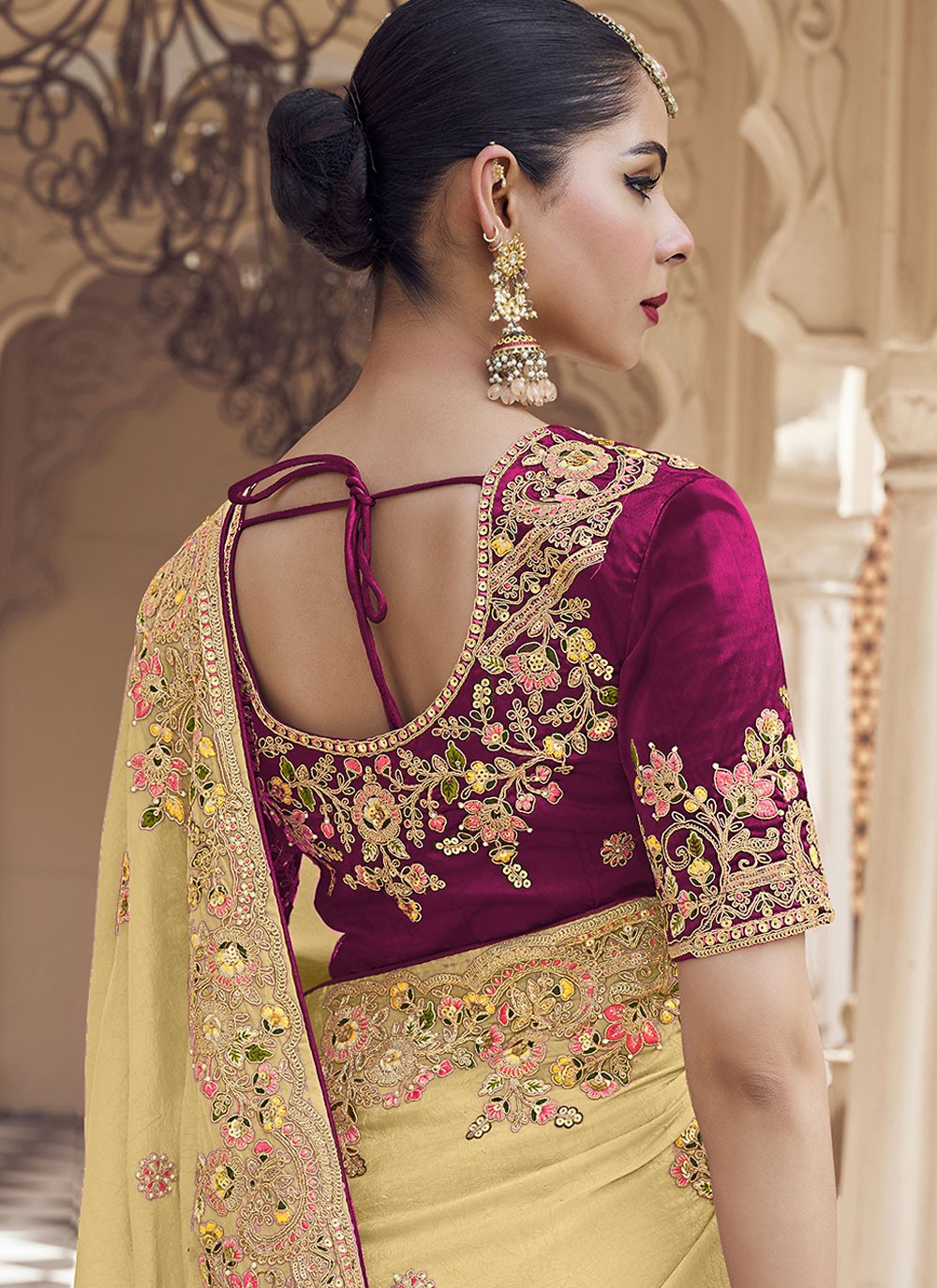 Cord Crush Yellow Saree S13897