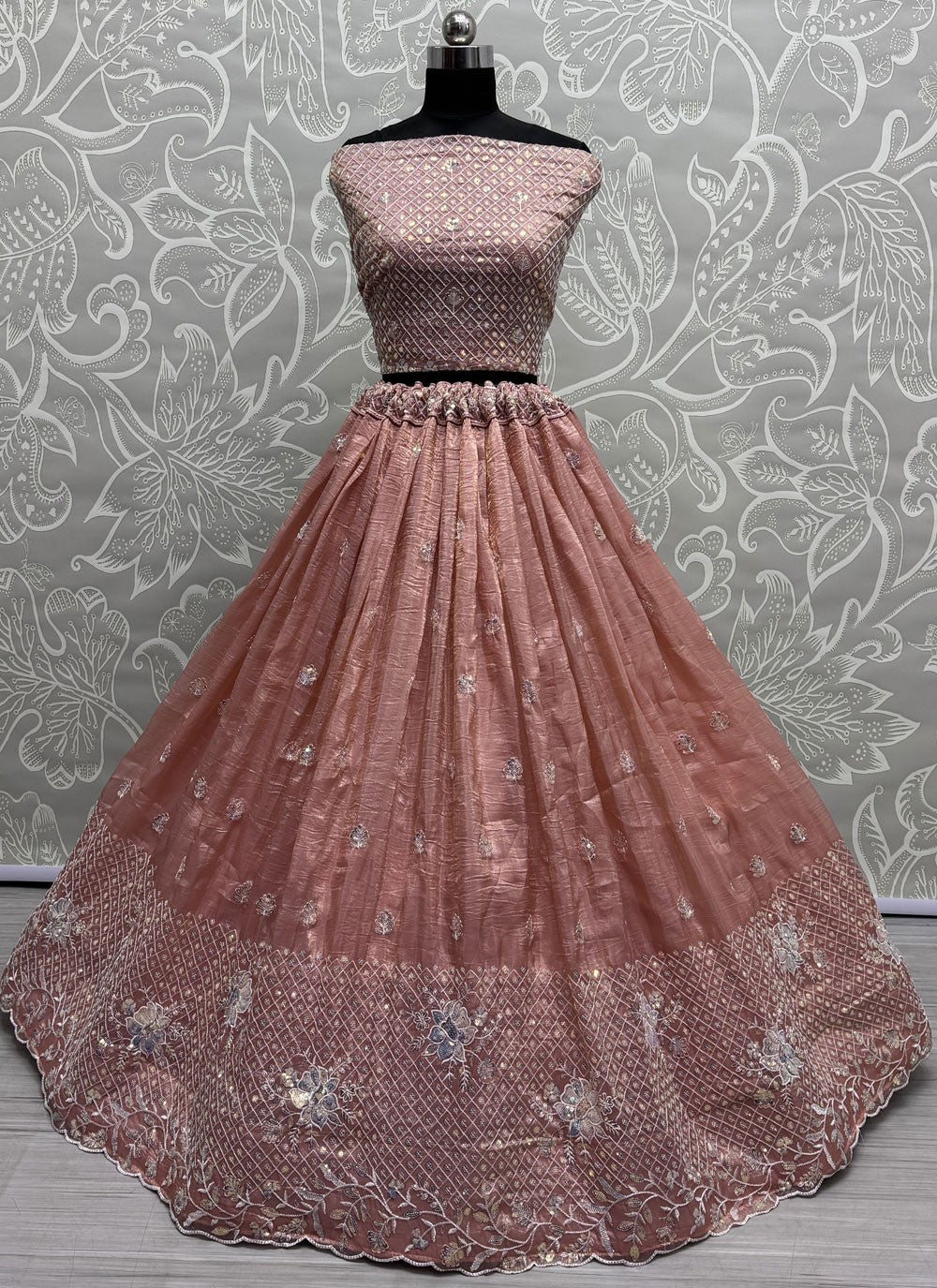 Embroidered Crush Pink Lehenga - L3412