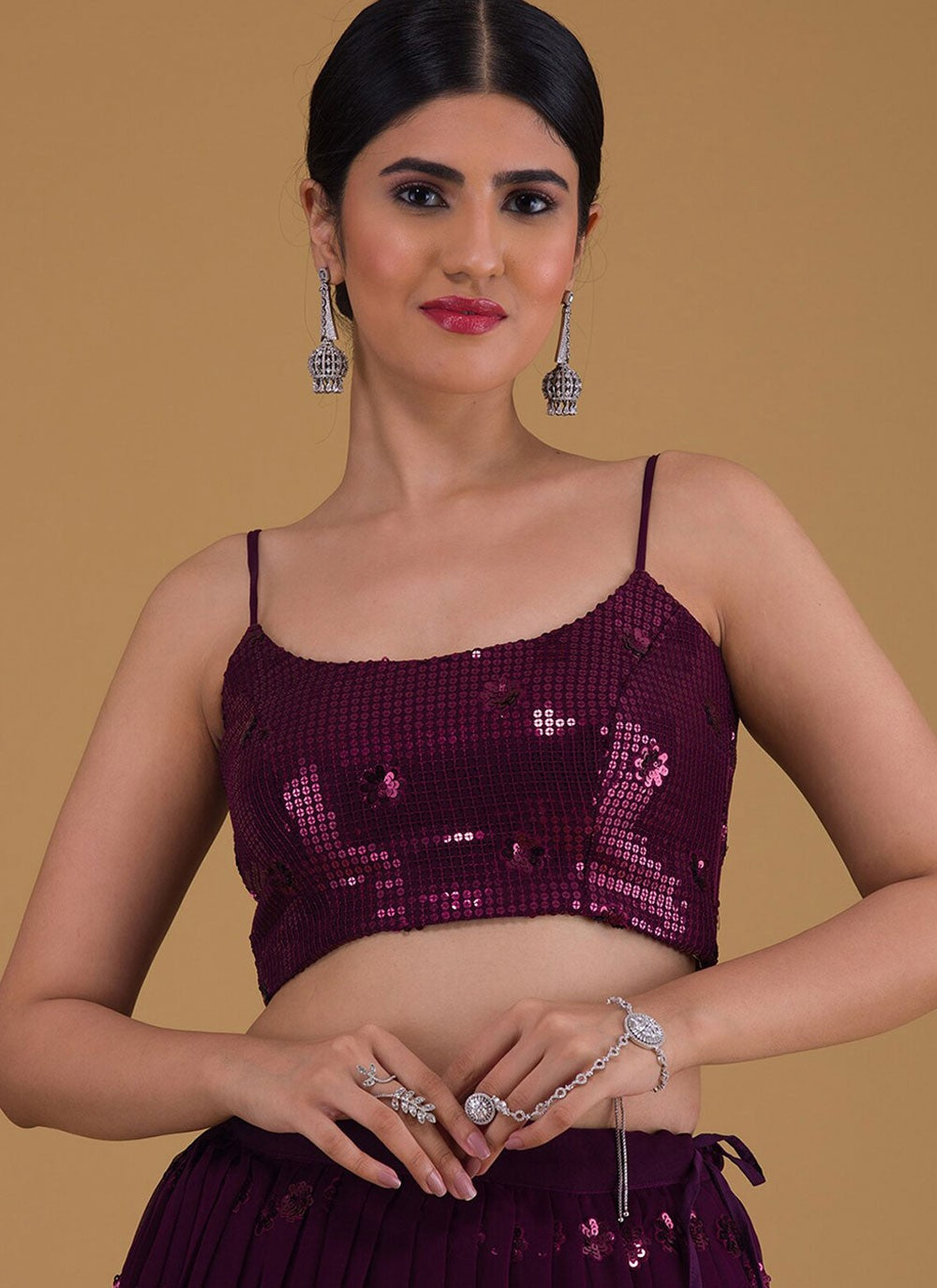 Embroidered Georgette Purple A - Line Lehenga L3830