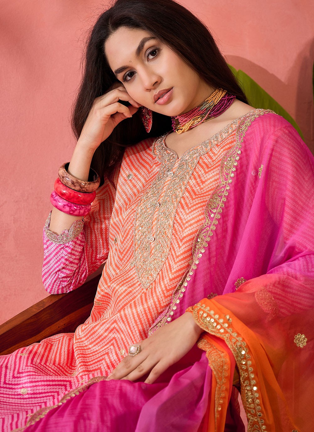 Archive Embroidered, Sequins, Zari 316805 Hot Pink T6832