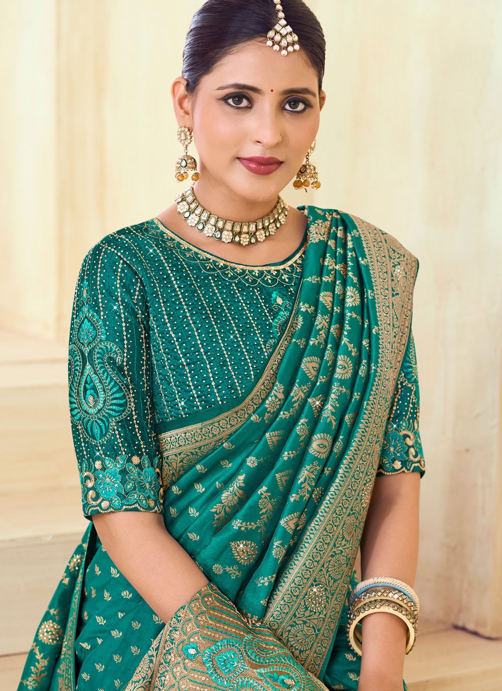 Trendy Saree Paisley Printed Blue, Turquoise Silk Saree S12657