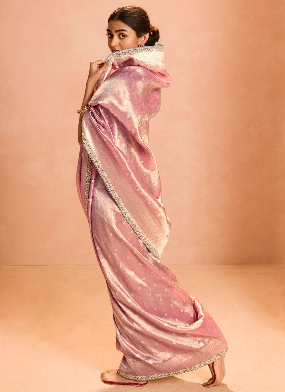 Classic Saree Embroidered Pink Silk Saree S12848