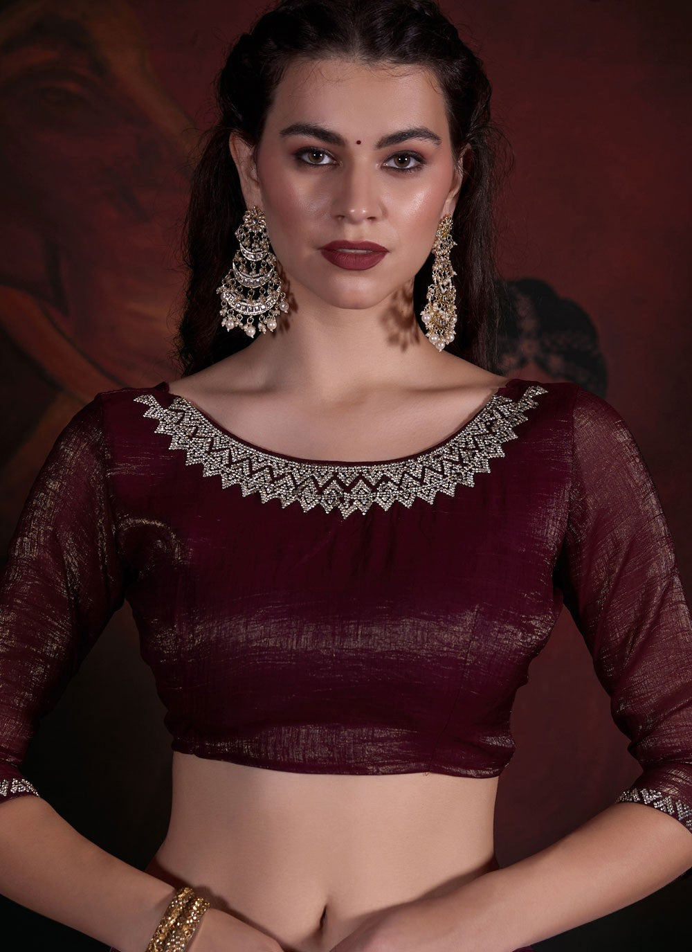 Trendy Zircon Chiffon Saree - S5677