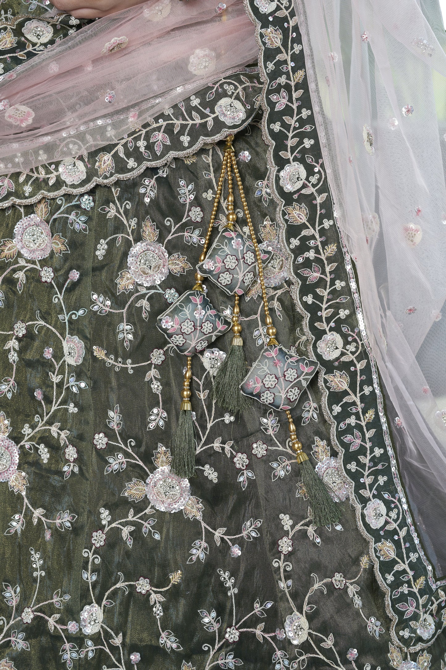 Mehendi Green Silk Wedding Lehenga LC2501