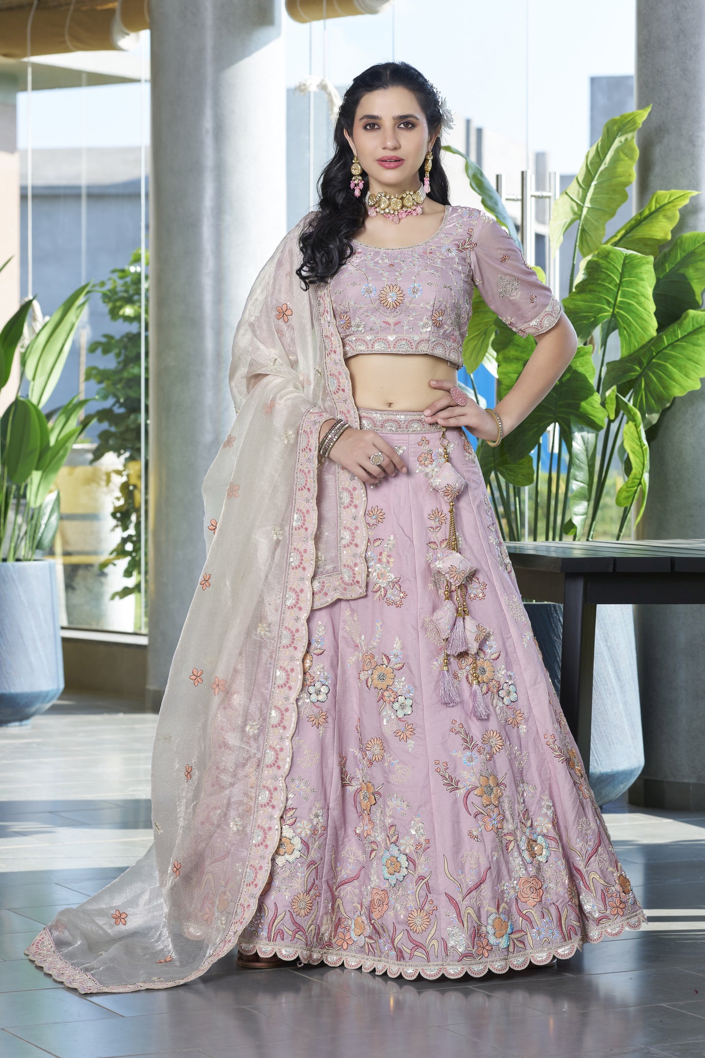 Pink Fendi Silk Wedding Lehenga LC2503