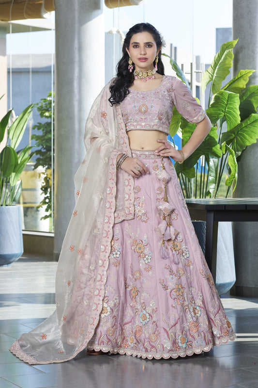 Pink Fendi Silk Wedding Lehenga LC2503