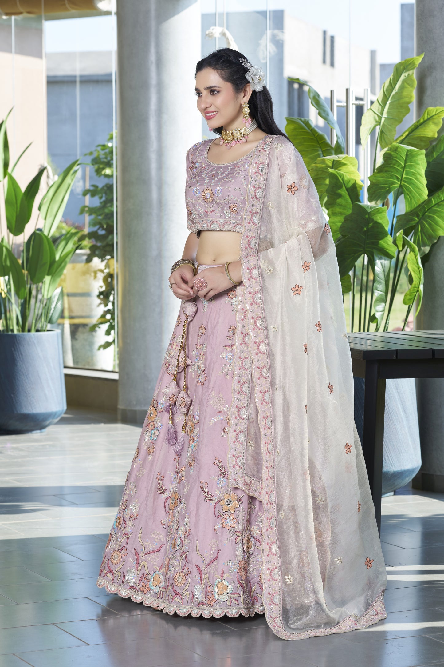 Pink Fendi Silk Wedding Lehenga LC2503