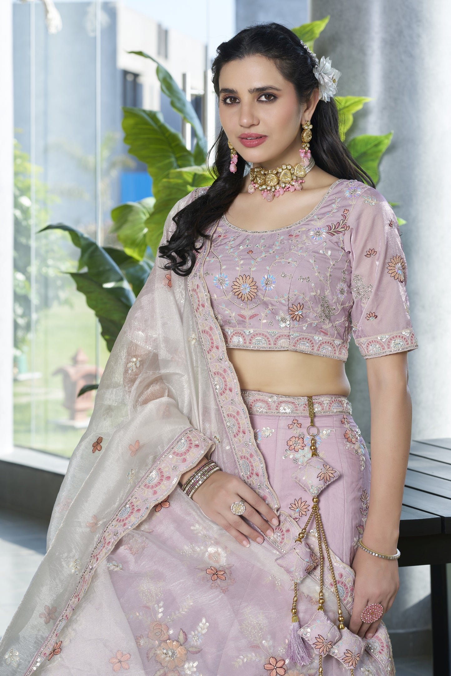 Pink Fendi Silk Wedding Lehenga LC2503