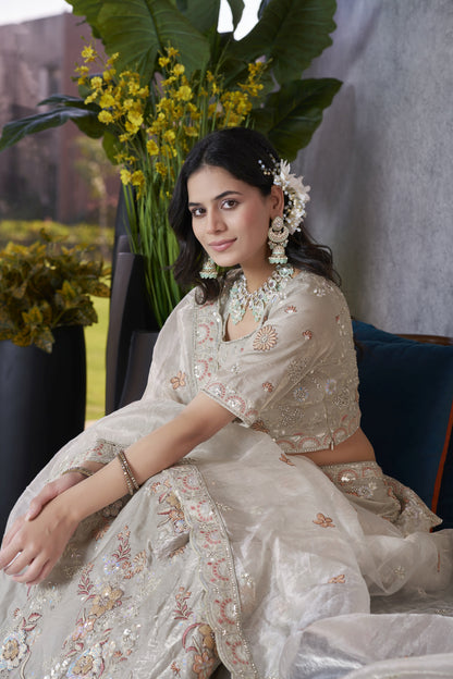 Grey Fendi Silk Wedding Lehenga LC2504