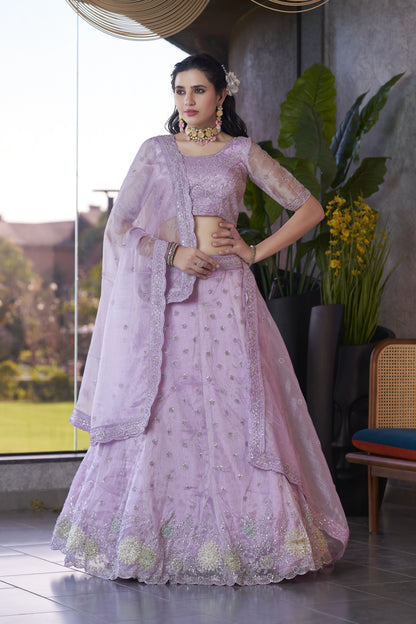 Lavender Mousam Bridal Lengha LC2505
