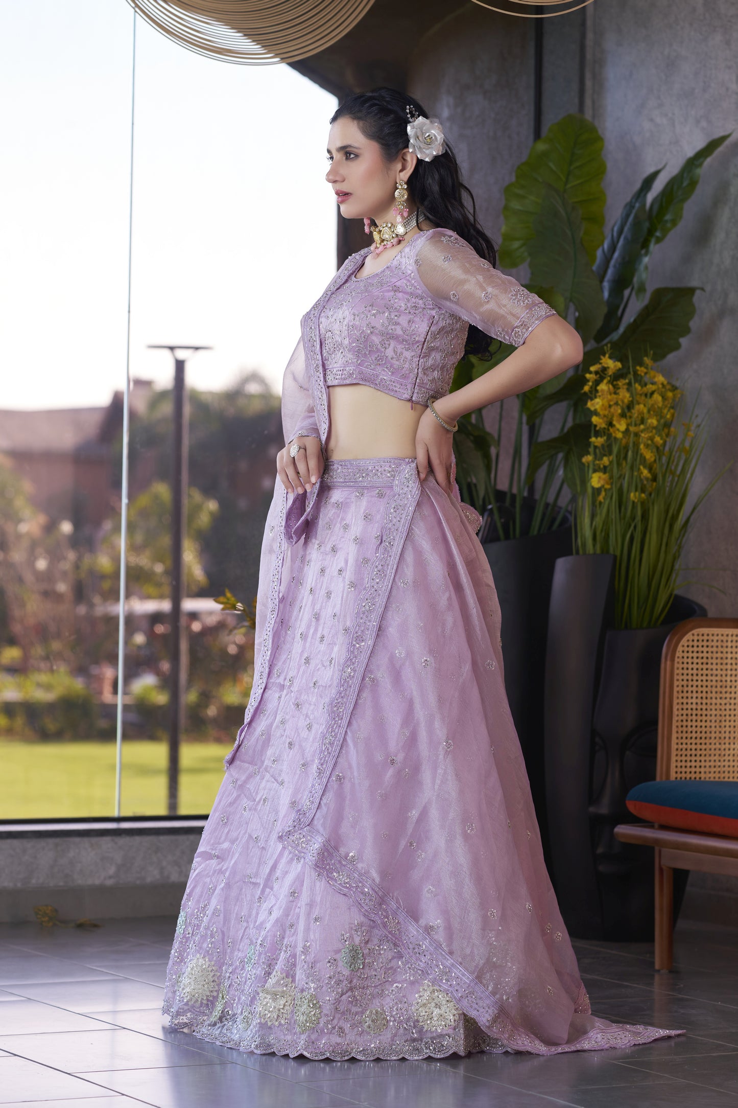Lavender Mousam Bridal Lengha LC2505