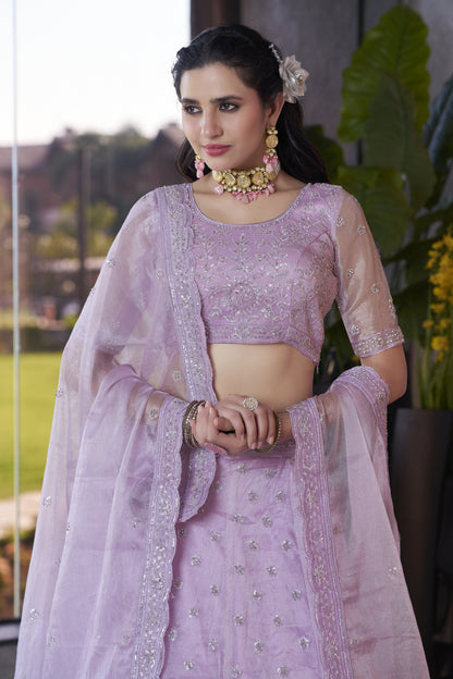 Lavender Mousam Bridal Lengha LC2505