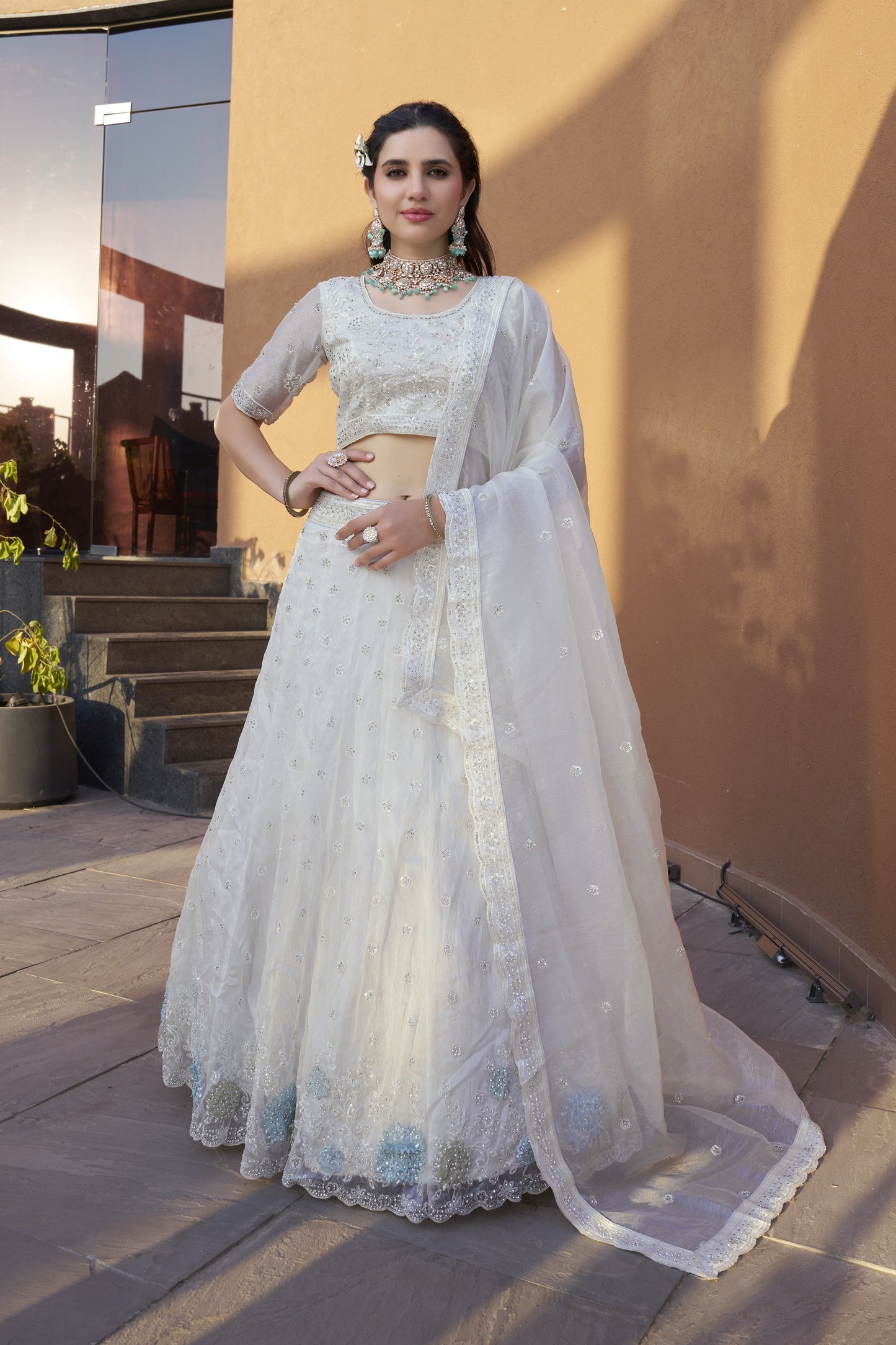 White Mousam Bridal Lehenga LC2506