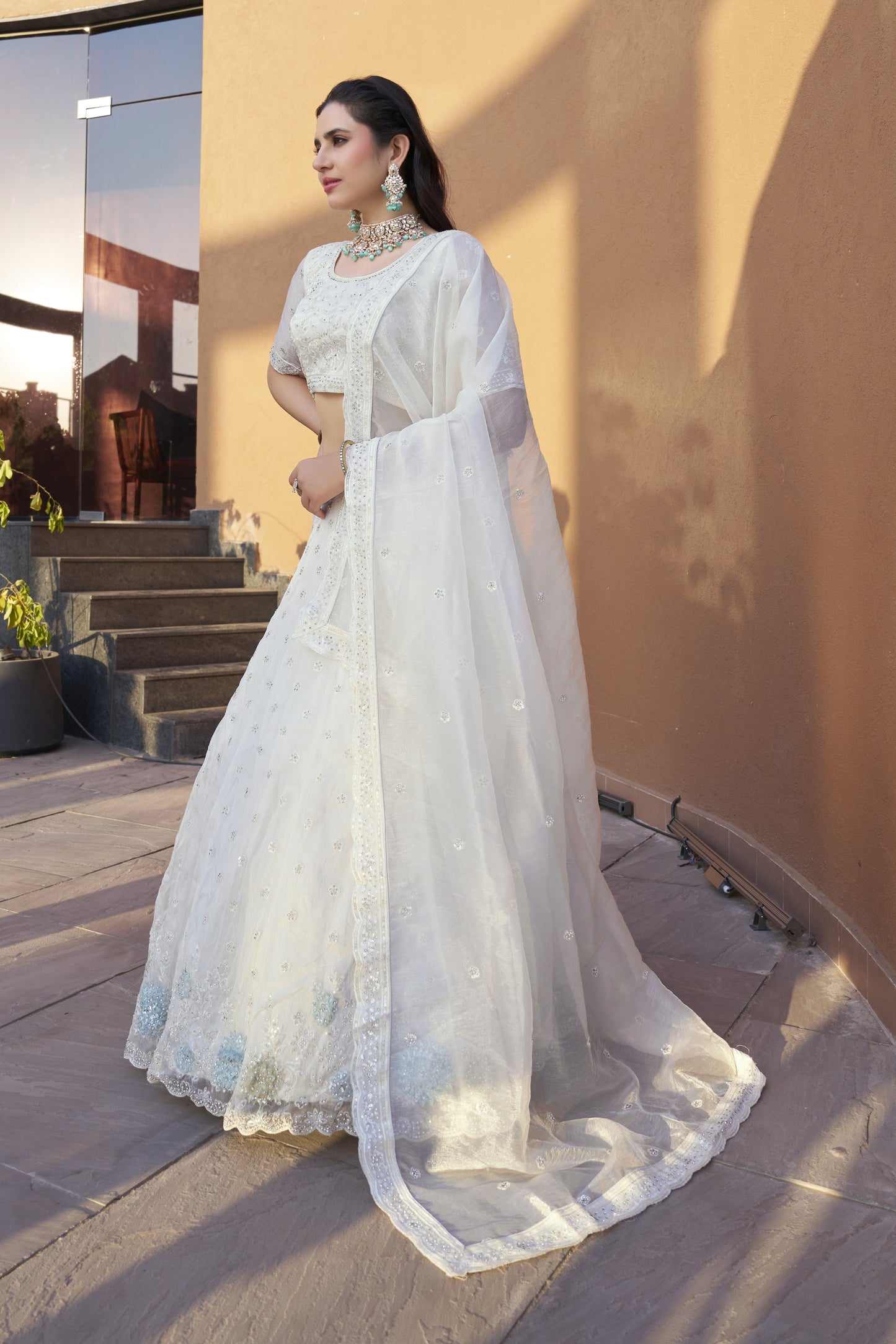 White Mousam Bridal Lehenga LC2506