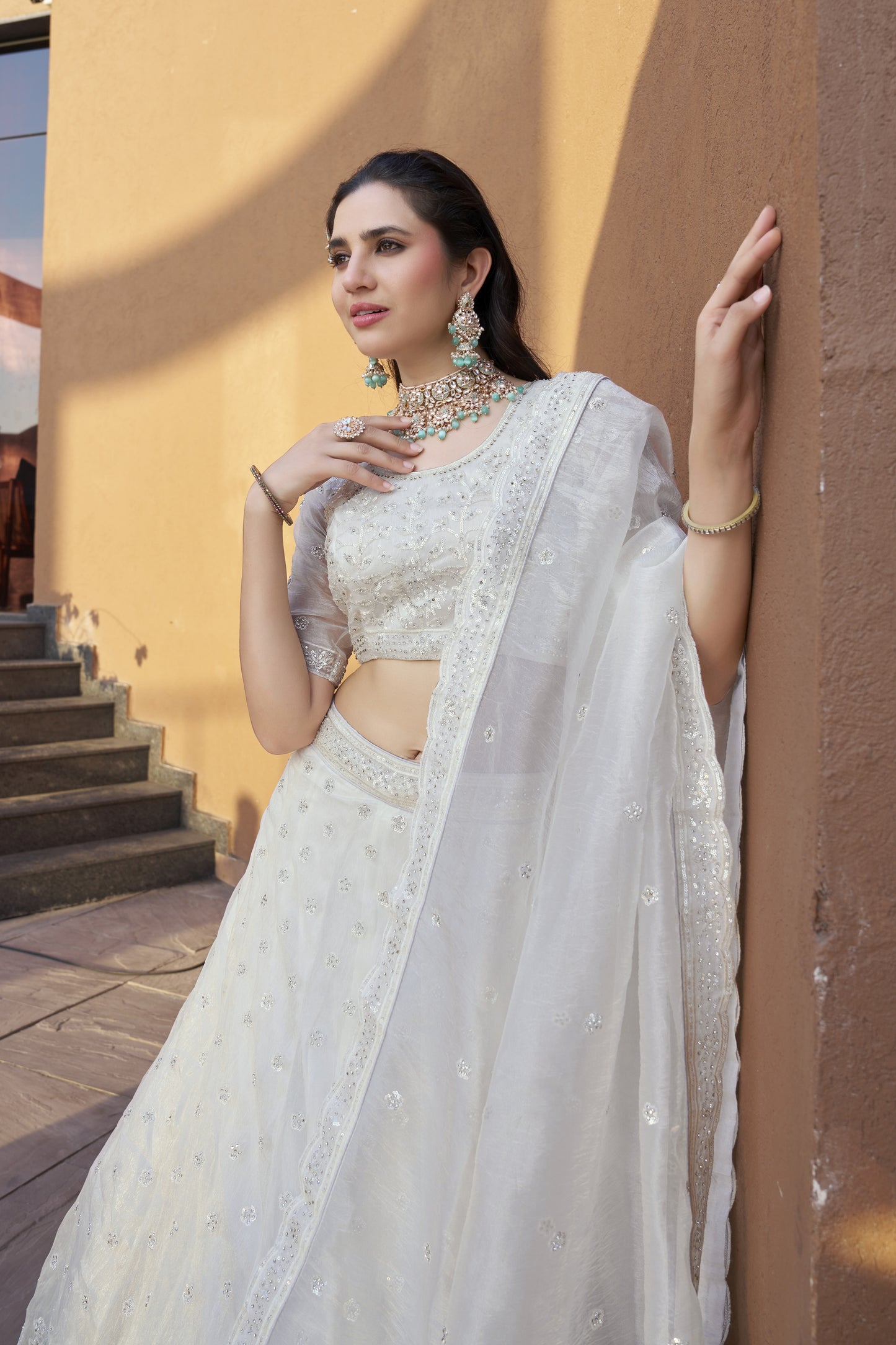 White Mousam Bridal Lehenga LC2506