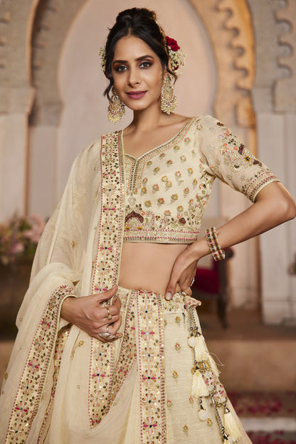 Cream Tissue Bridal Lehenga LC2507