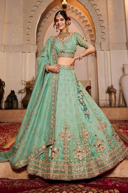 Green Tissue Wedding Lehenga LC2509