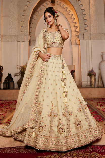Cream Tissue Bridal Lehenga LC2507