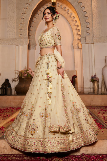 Cream Tissue Bridal Lehenga LC2507