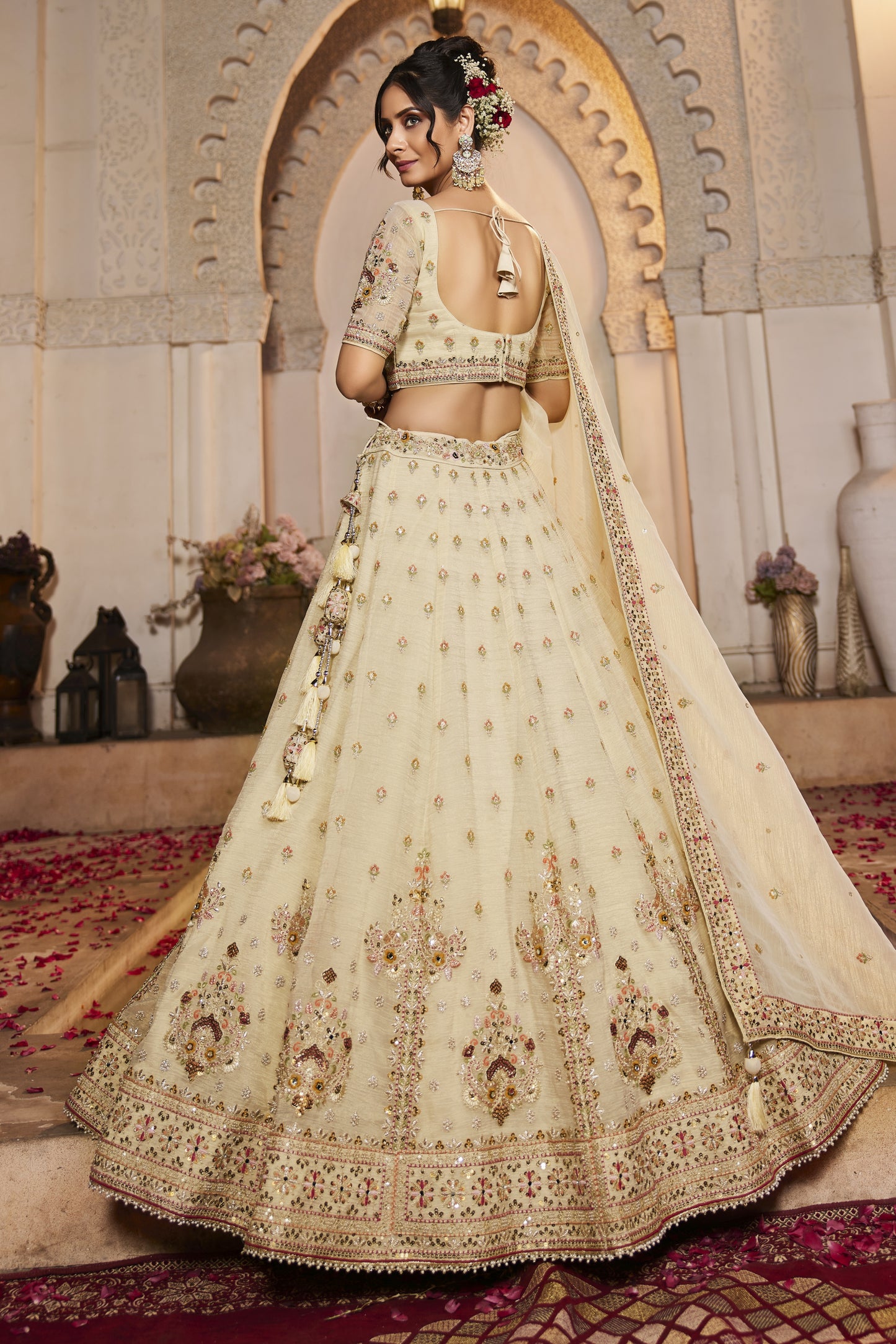 Cream Tissue Bridal Lehenga LC2507
