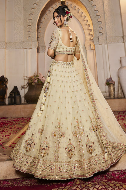 Cream Tissue Bridal Lehenga LC2507