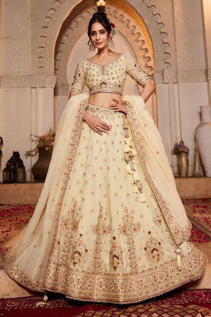 Cream Tissue Bridal Lehenga LC2507