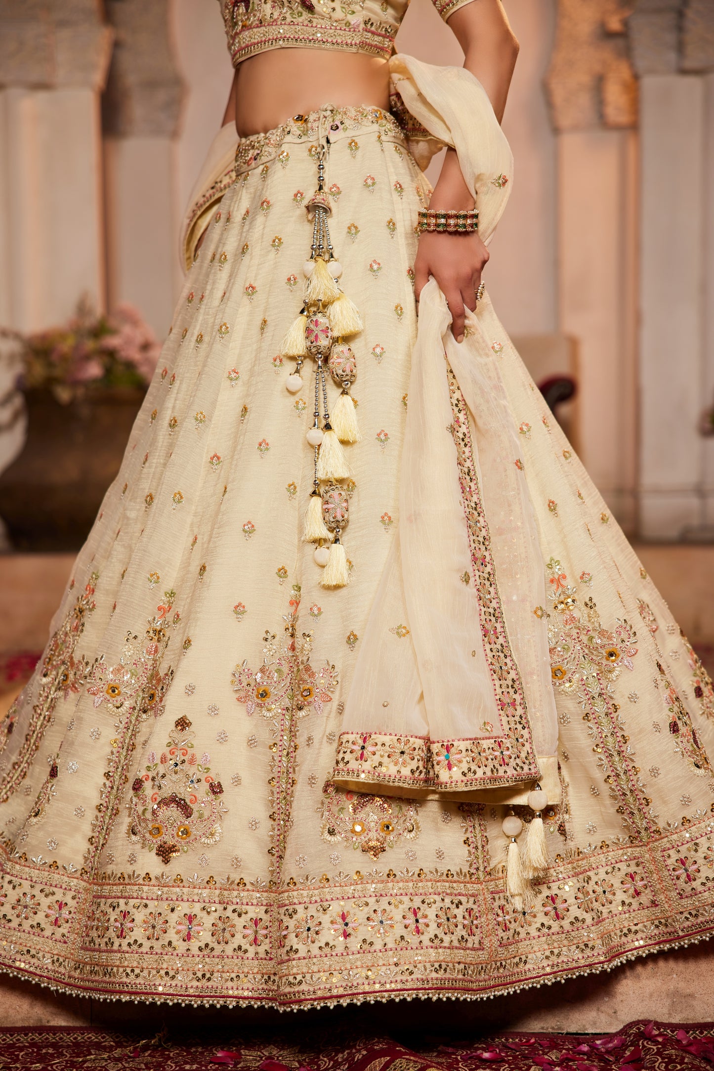 Cream Tissue Bridal Lehenga LC2507