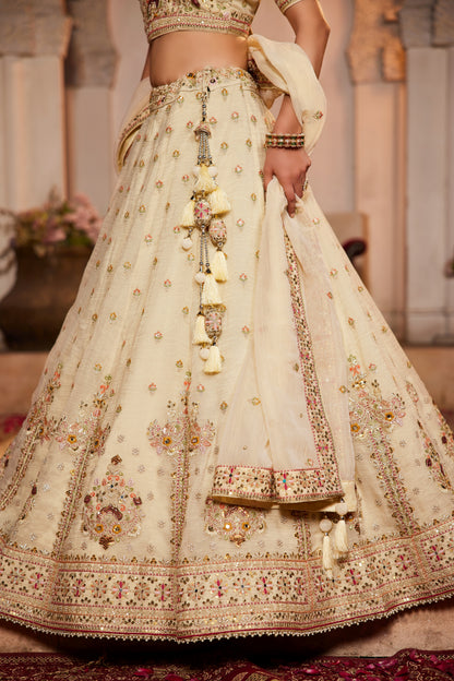 Cream Tissue Bridal Lehenga LC2507