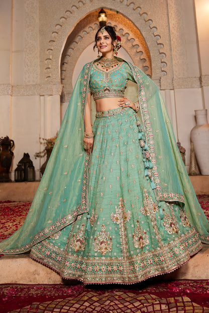 Green Tissue Wedding Lehenga LC2509