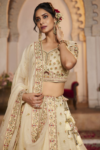 Cream Tissue Bridal Lehenga LC2507
