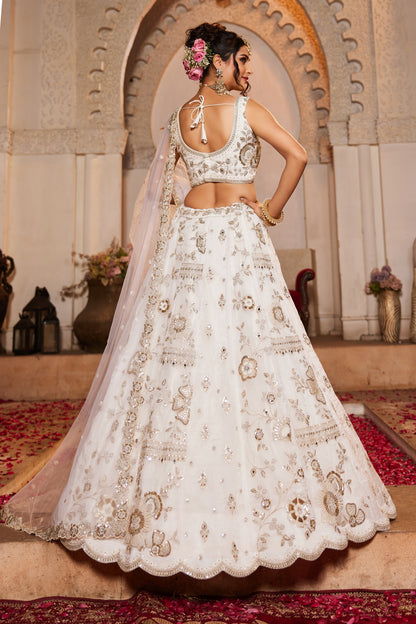 White Tissue Bridal Lehenga LC2511