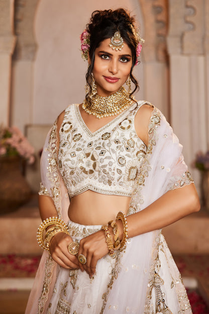 White Tissue Bridal Lehenga LC2511