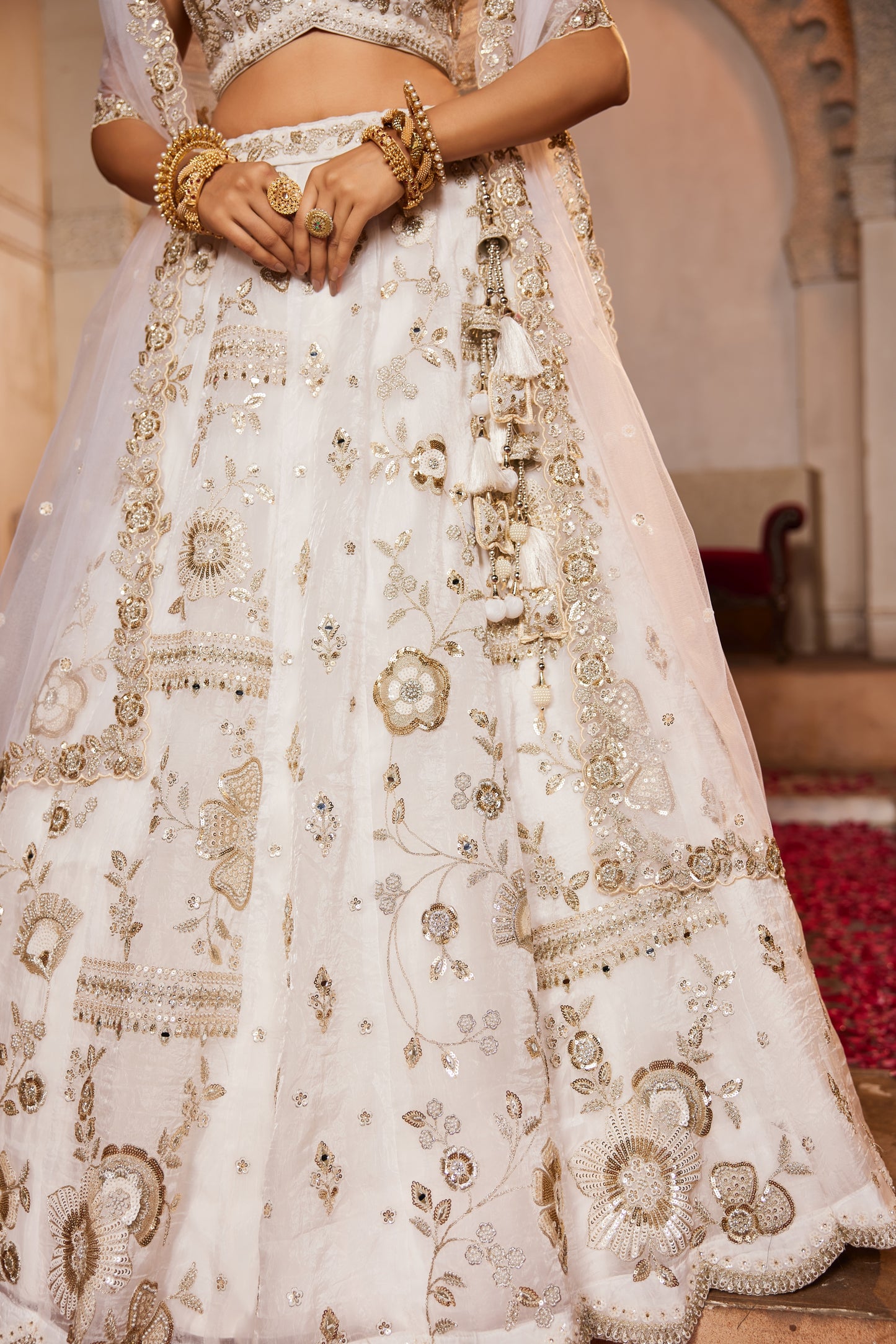 White Tissue Bridal Lehenga LC2511