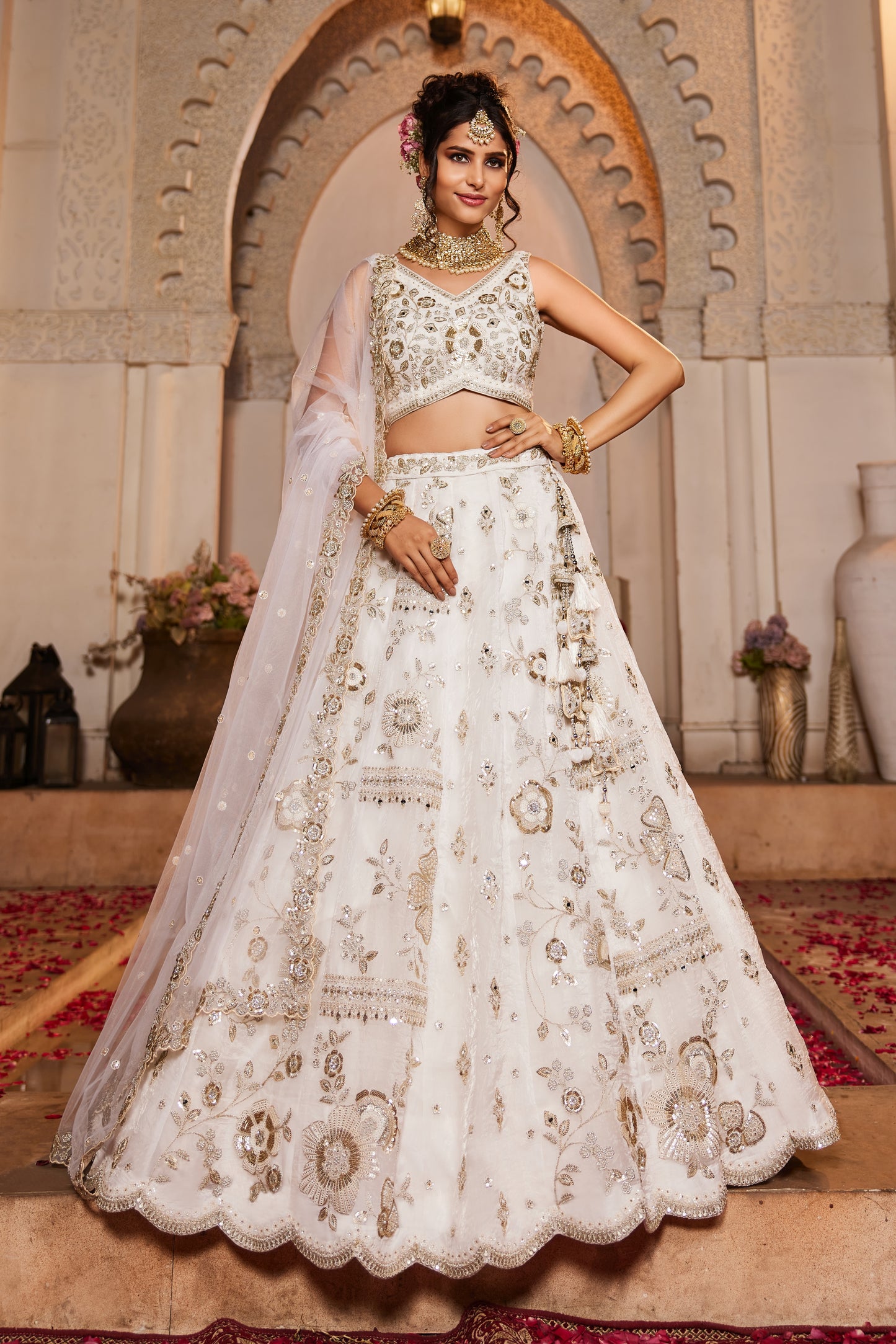 White Tissue Bridal Lehenga LC2511