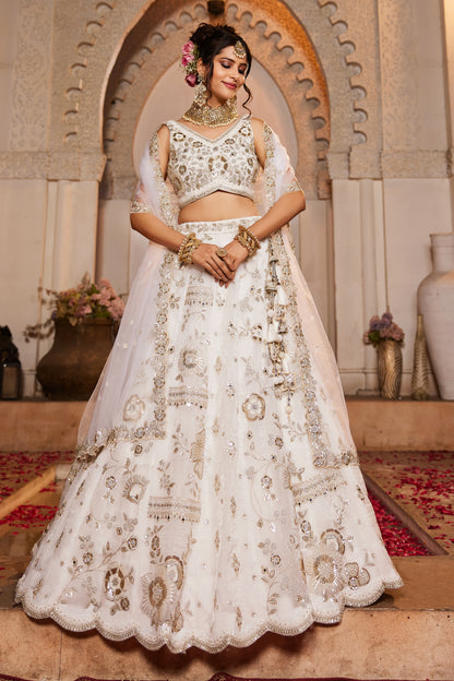 White Tissue Bridal Lehenga LC2511
