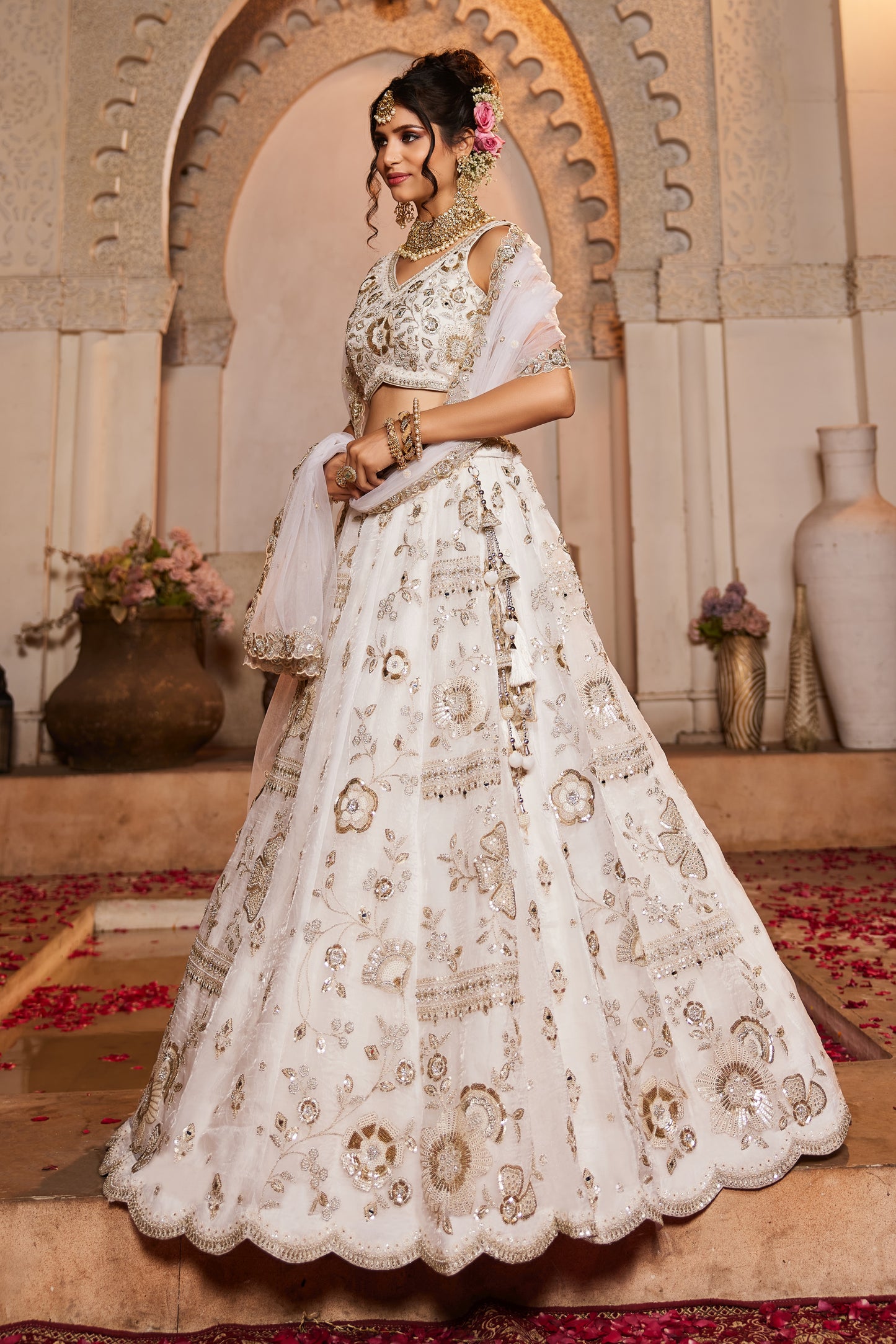 White Tissue Bridal Lehenga LC2511