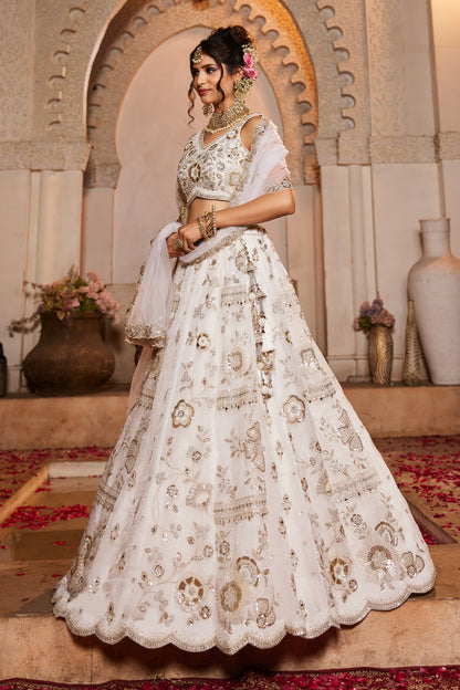 White Tissue Bridal Lehenga LC2511