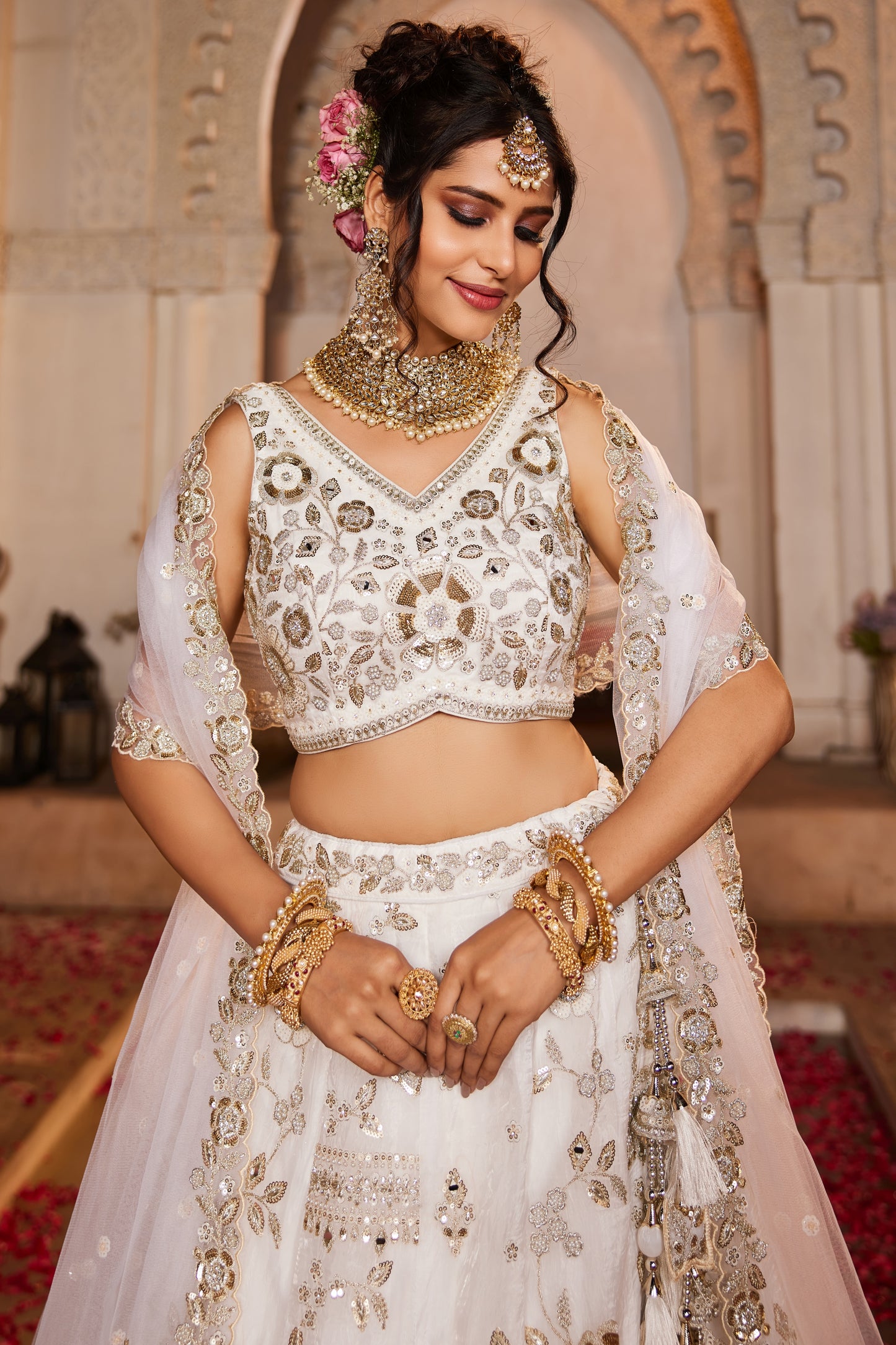 White Tissue Bridal Lehenga LC2511