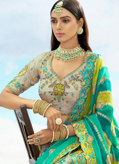 Silk Engagement, Reception, Wedding A - Line Lehenga L3566