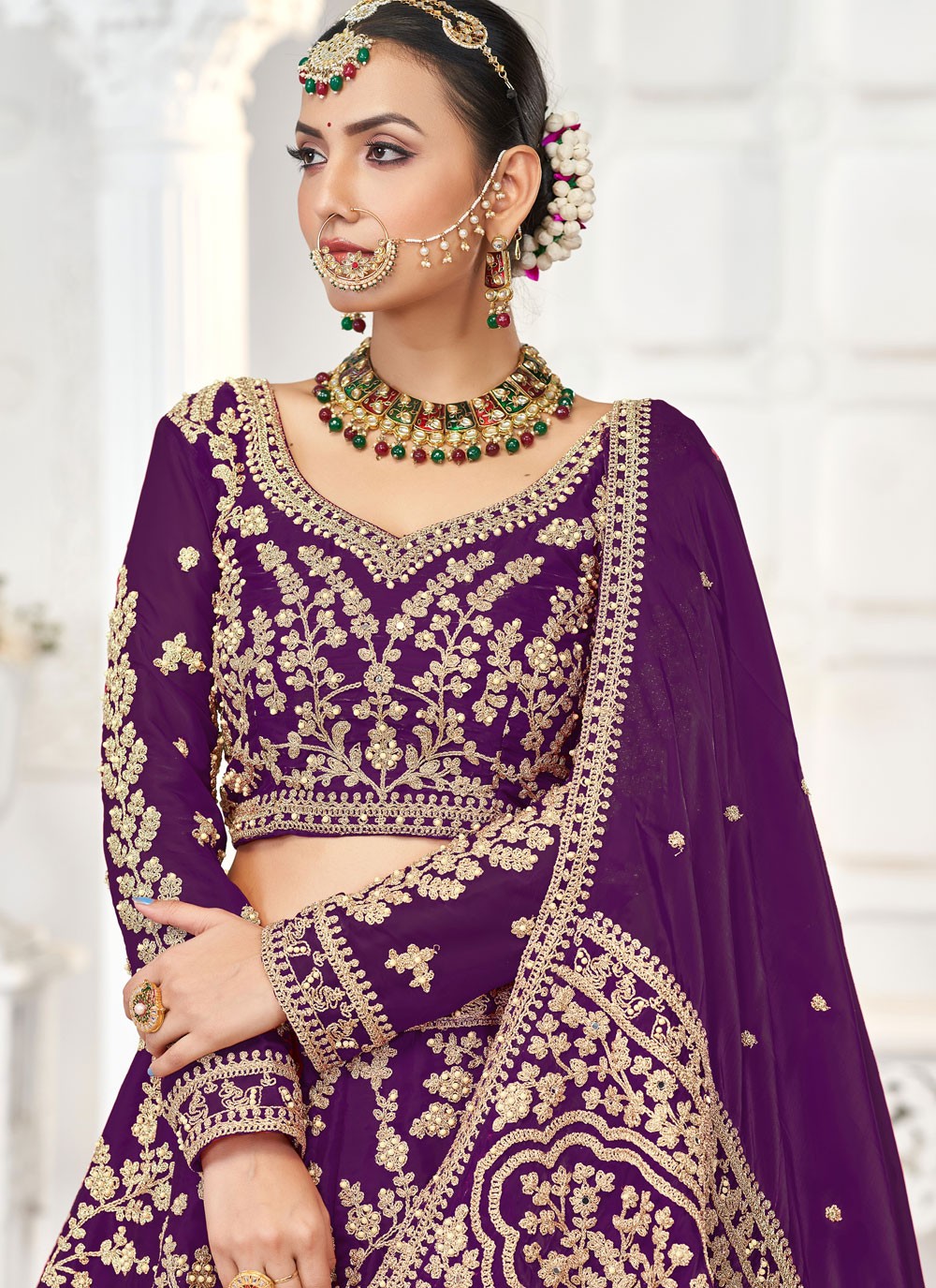 Embroidered Jimmy Chu Purple Lehenga Choli L3448
