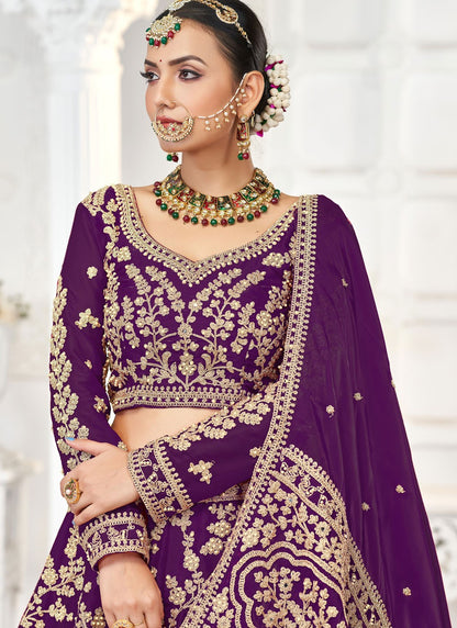 Embroidered Jimmy Chu Purple Lehenga Choli L3448