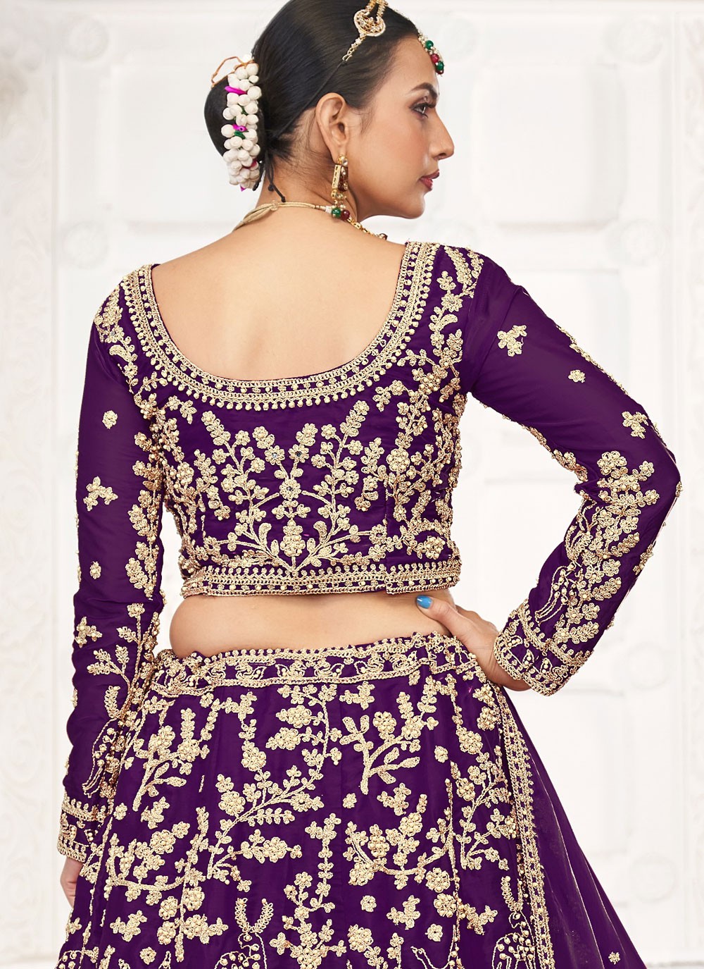 Embroidered Jimmy Chu Purple Lehenga Choli L3448