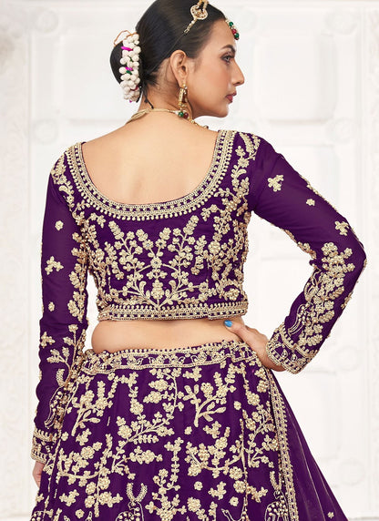Embroidered Jimmy Chu Purple Lehenga Choli L3448