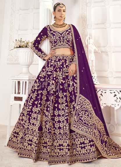 Embroidered Jimmy Chu Purple Lehenga Choli L3448
