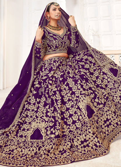 Embroidered Jimmy Chu Purple Lehenga Choli L3448