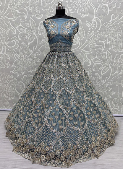 Net Engagement, Mehandi & Sangeet, Reception A - Line Lehenga L3610