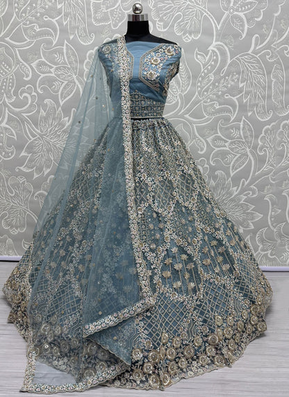Net Engagement, Mehandi & Sangeet, Reception A - Line Lehenga L3610