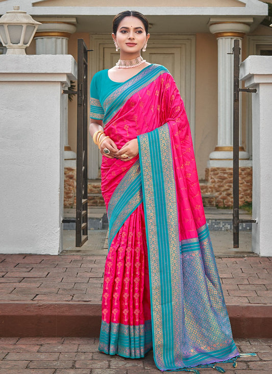 Traditional Border Work Silk Saree - S6846